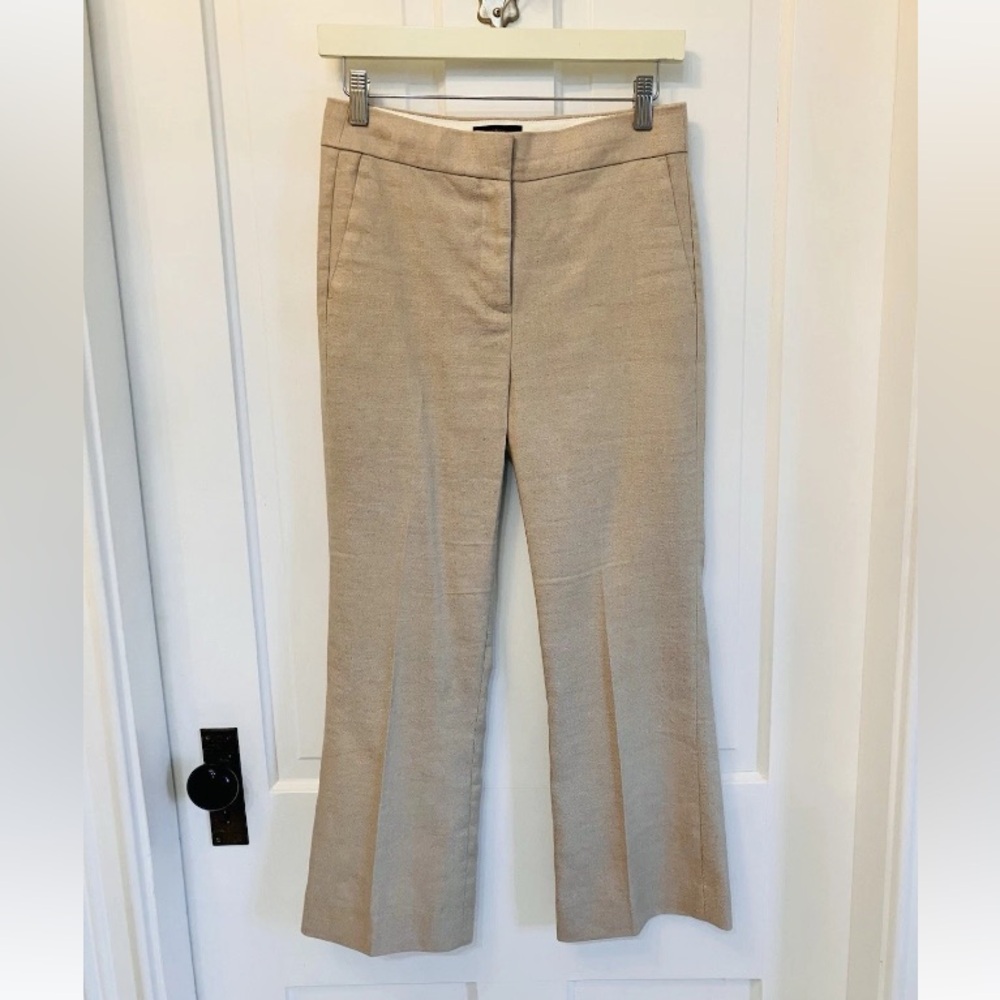 J. Crew Hayden Tan Linen Blend Kickout Crop Flare Pant size 2 - Picture 2 of 9
